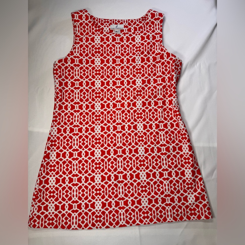 Jude Connally Orange/White Geometric Print Sleeveless Tunic Top Size M